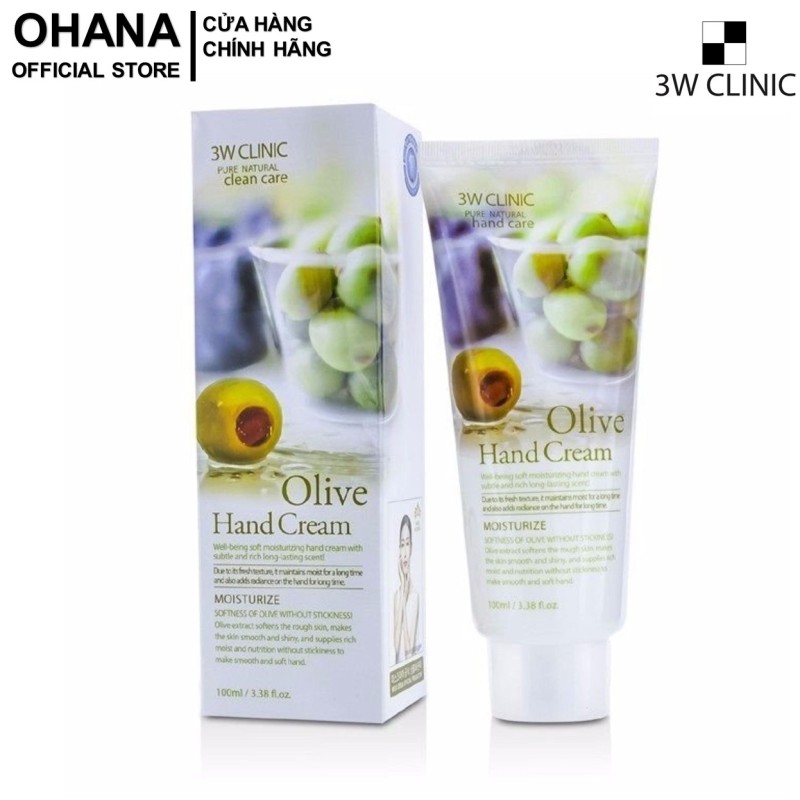 Kem Dưỡng Da Tay 3W Clinic Olive Hand Cream 100ml