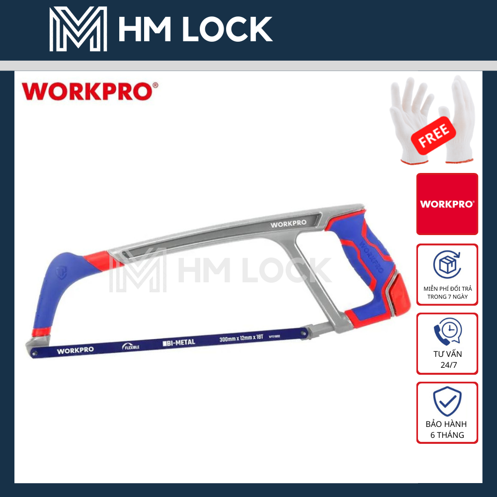 Cưa tay lưỡi cưa bằng sắt tay cầm dạng khung nhôm workpro - hàng chính hãng - wp215027
