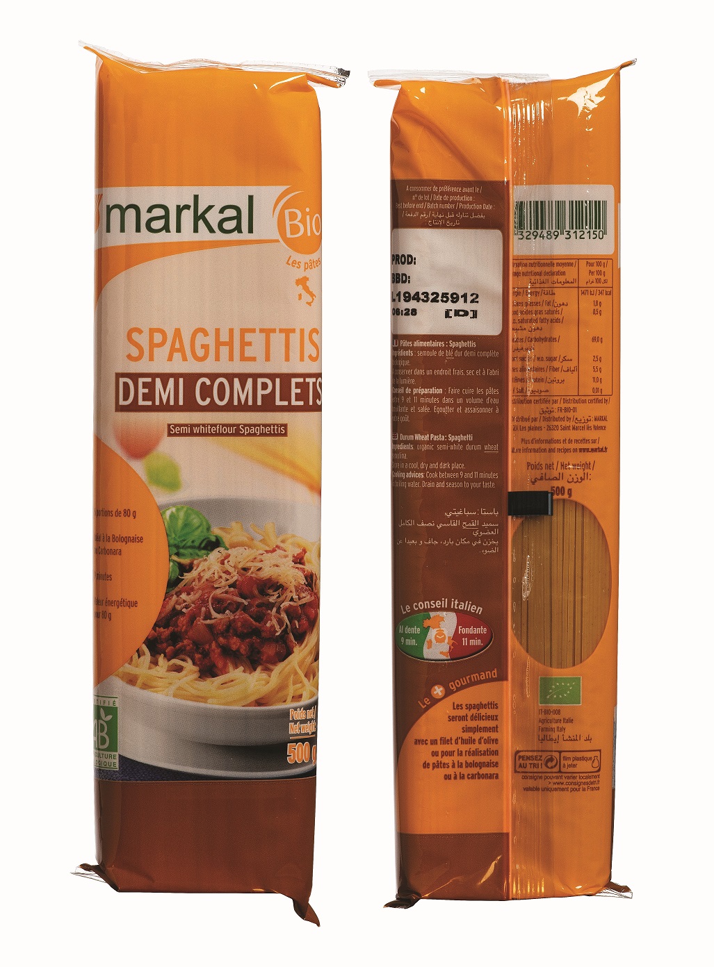 Markal organic semi-white flour spaghettis 500g