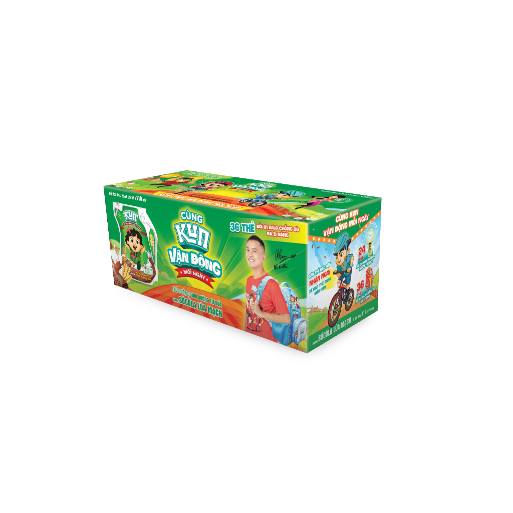 [Tặng bút Kun] Thùng 24 túi x 110ml sữa Kun socola lúa mạch.
