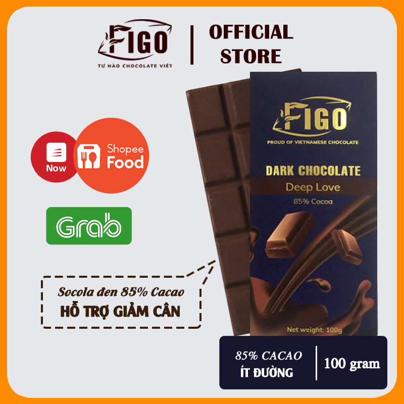 [Chính hãng] Dark Chocolate 85%- Socola đen đắng giảm cân 85% Cacao Figo thanh 100gr