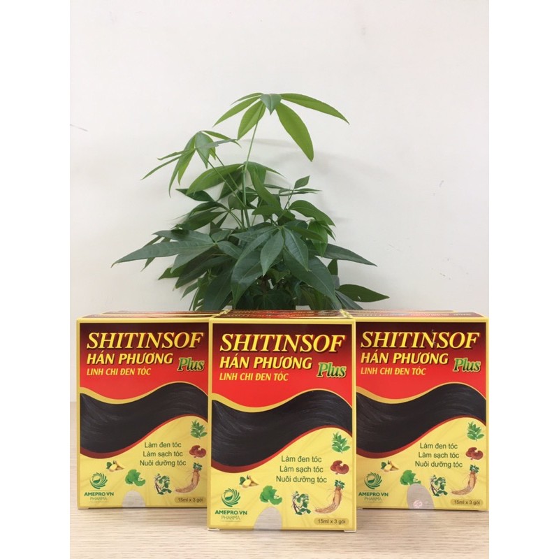 Hộp 3 gói dầu Shitinsof nhuộm tóc đen Hán Phương, Linh Chi