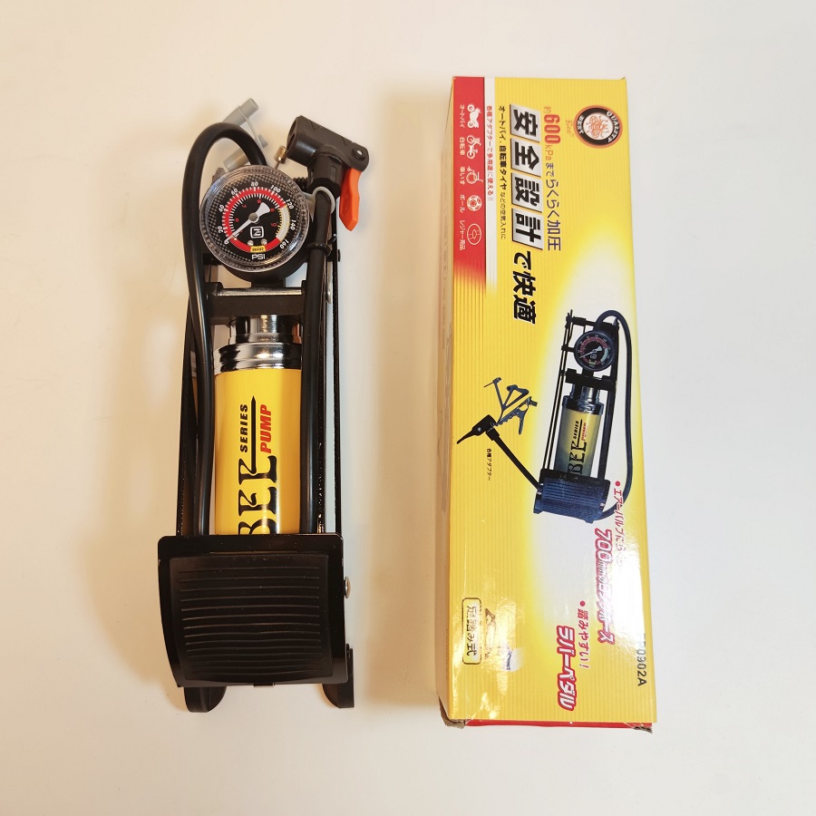 Bơm hơi đạp chân xe đạp - xe máy ( Vàng)