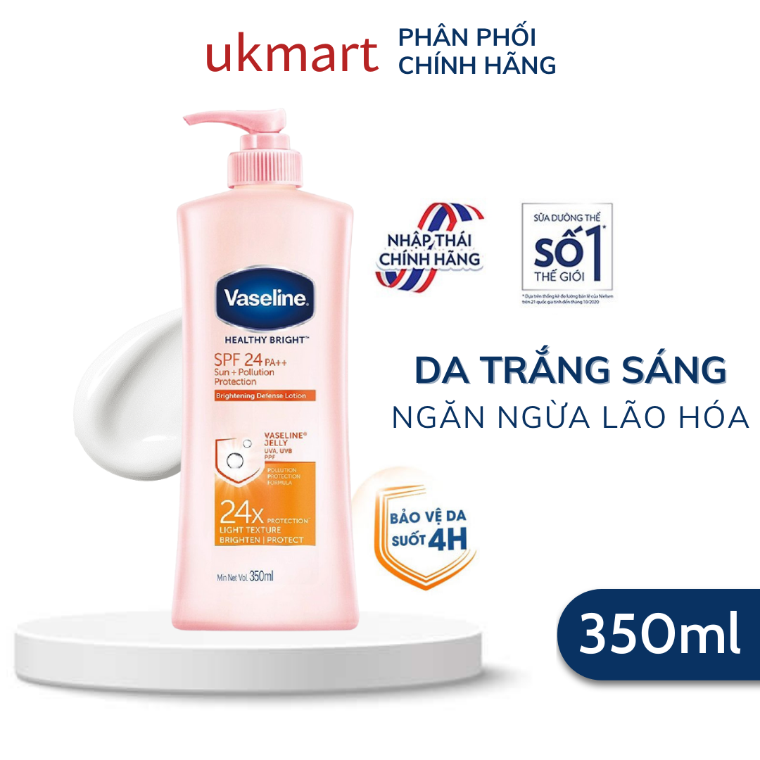 Sữa Dưỡng Thể Vaseline Dưỡng Trắng Bảo Vệ Da Trước Nắng Và Ô Nhiễm Spf 24 Pa