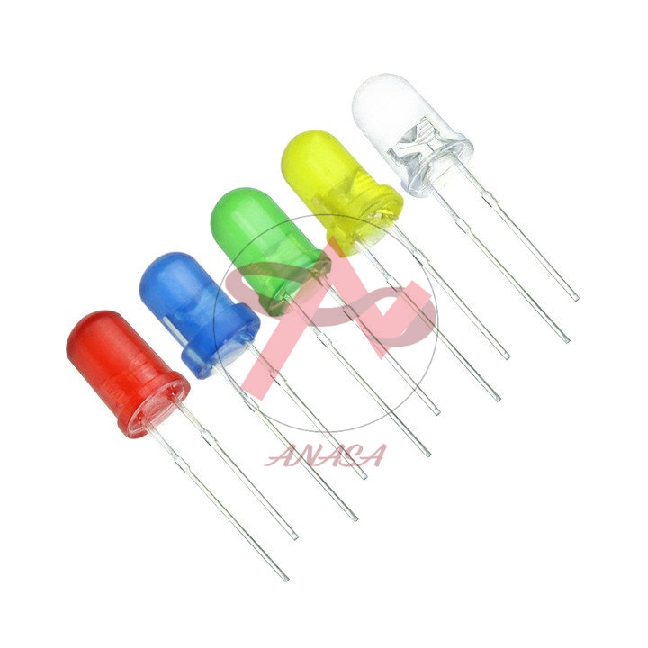 Gói 10 Con Led Phủ Màu Phi 3mm, Phi 5mm Các Màu