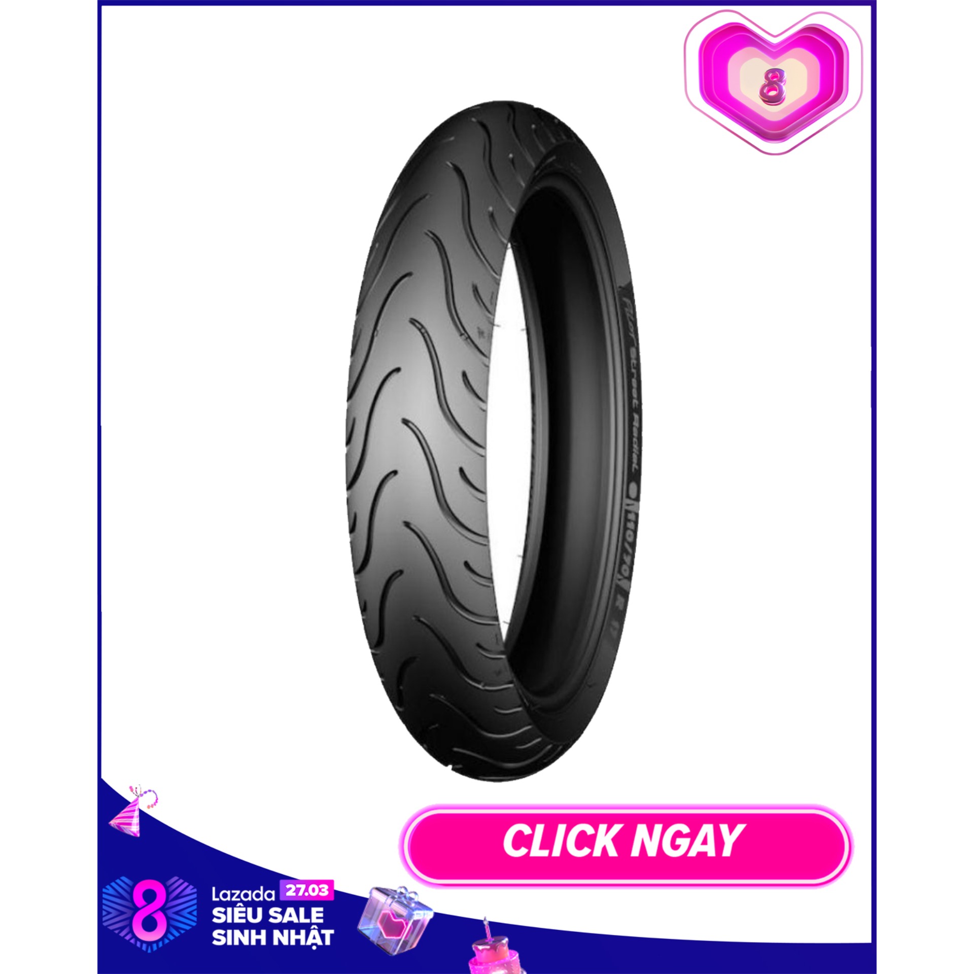 Lốp xe máy Michelin 70/90-17Pilot Street (loại dùng săm)