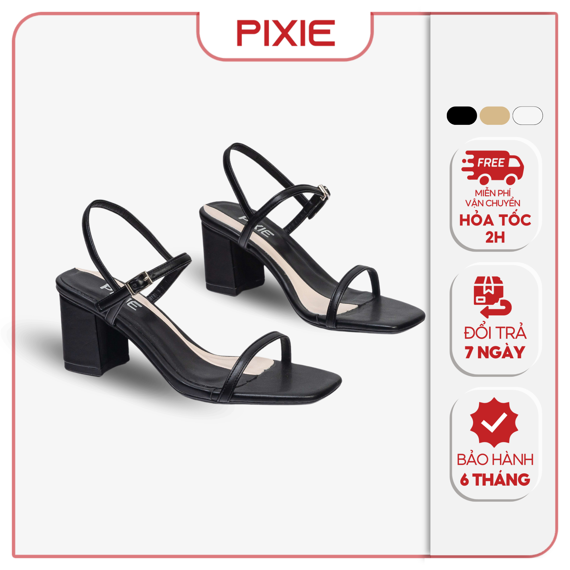 Giày Sandal Cao Gót 5cm Quai Mảnh Pixie E236