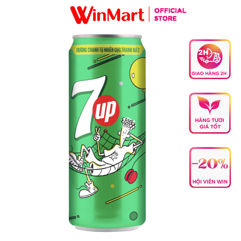 [Siêu thị WinMart] - Nước giải khát có gas hương chanh 7 Up 330ml