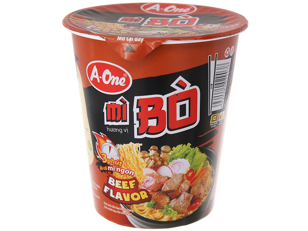 Thùng 12 ly mì A-One hương vị bò 65g