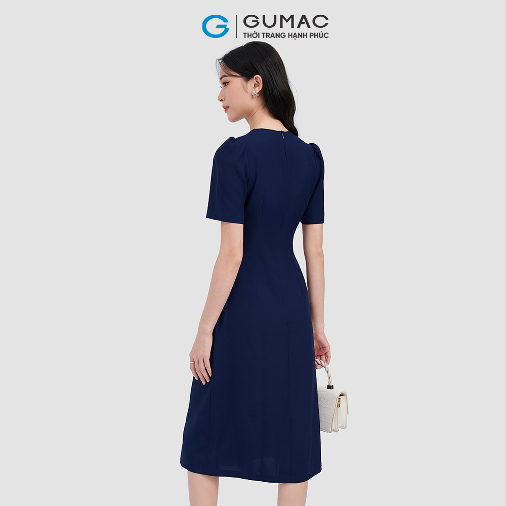 Đầm chéo ngực phối nút thời trang GUMAC DC11055