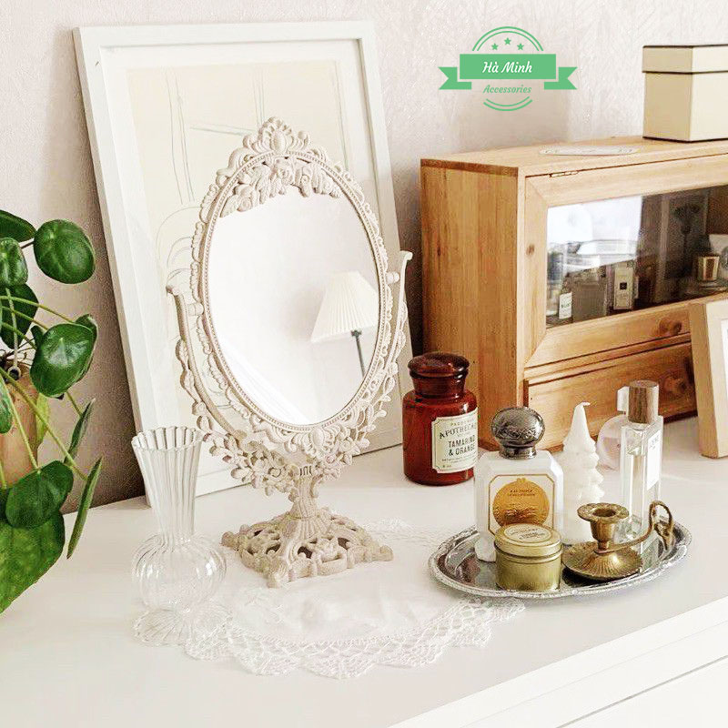 [Loại dày dặn] Gương trang điểm công chúa để bàn 2 mặt có zoom x3