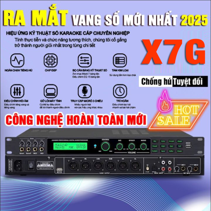 Vang Số Karaoke X8G, X7G Chống Hú, Bluetooth ,Chíp Sử Lý DSP Mới Nhất, Echo Reverb Cực Hay Mượt Tiếng Sáng Lọc EQ Cực Sạch