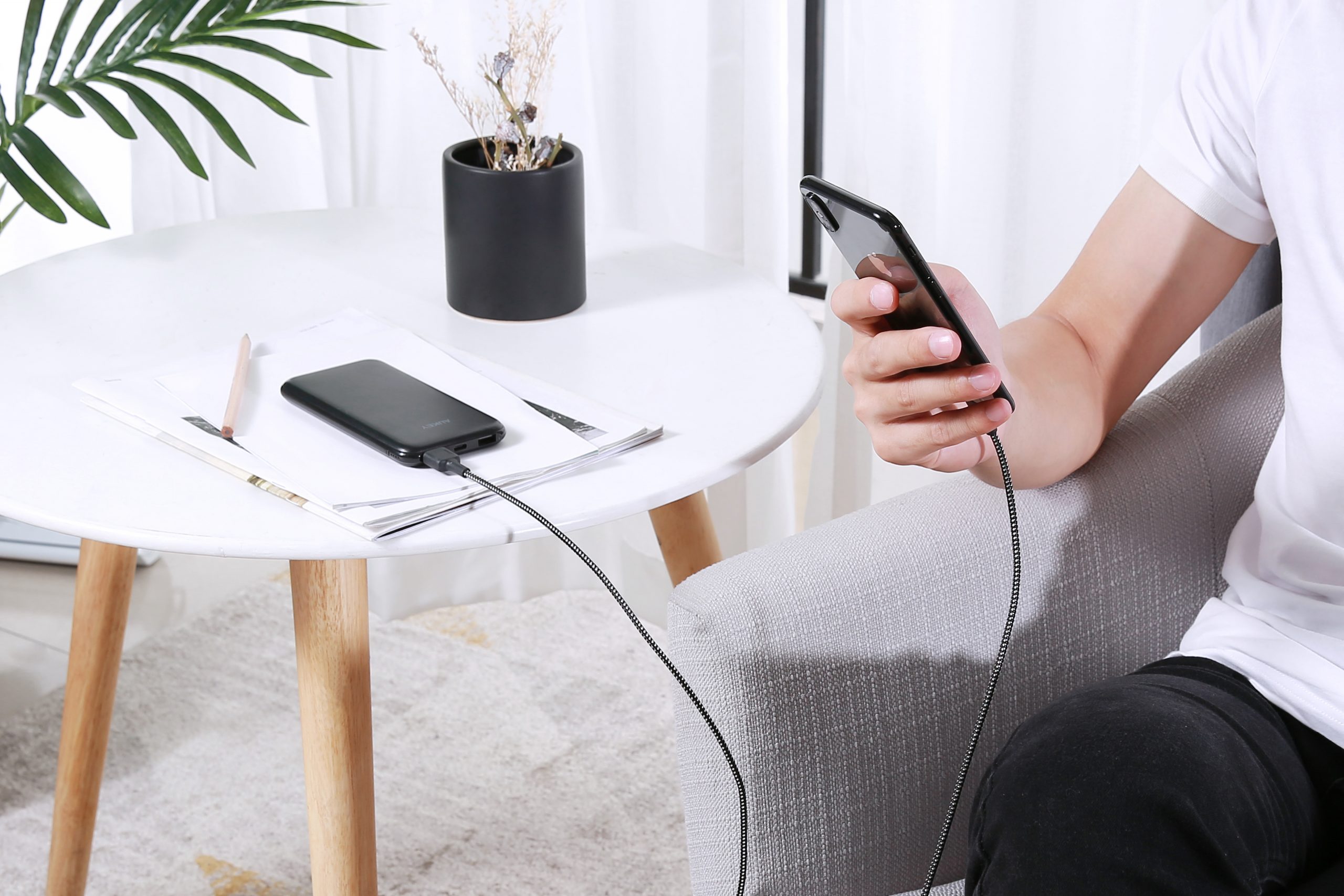Cáp sạc nhanh cho Iphone hiệu AUKEY CB-BAL3, Nilon, MFI, dài 1.2m