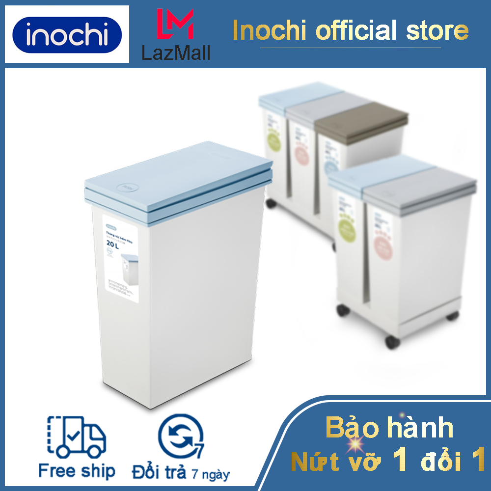 Thùng rác 3 ngăn Hiro Inochi cao cấp , thùng rác nhựa 2 ngăn ngoài trời 20l to tiện dụng