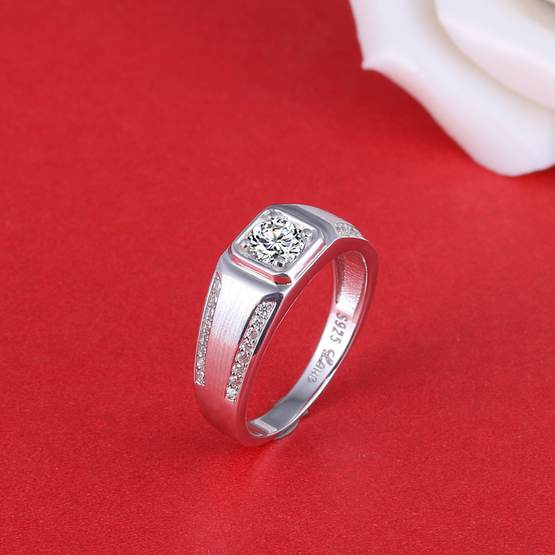 Nhẫn bạc Nam kim cương cao cấp