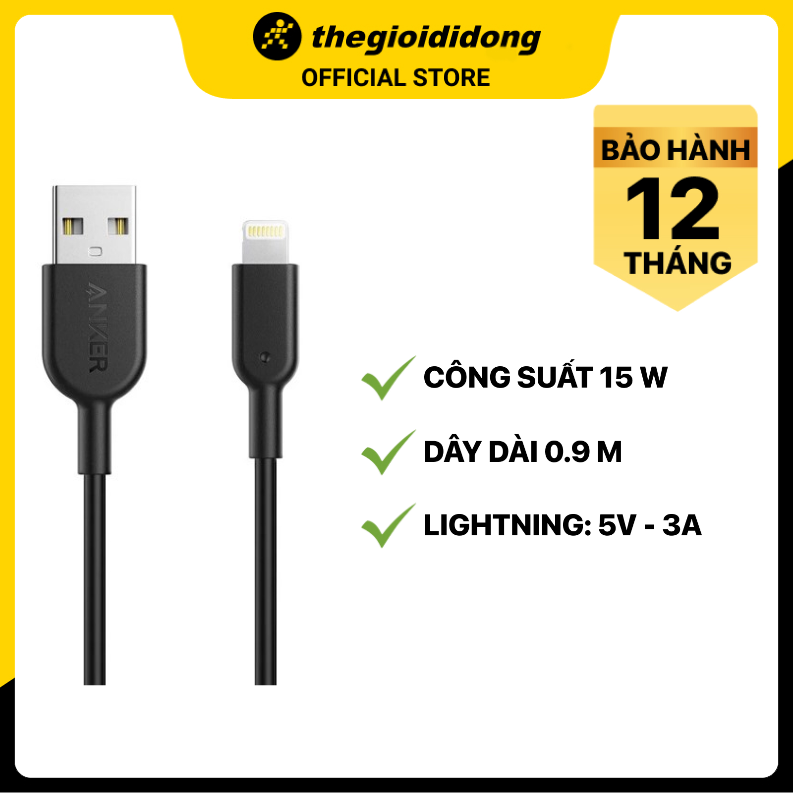 Cáp Lightning MFI 0.9m Anker Powerline II A8432