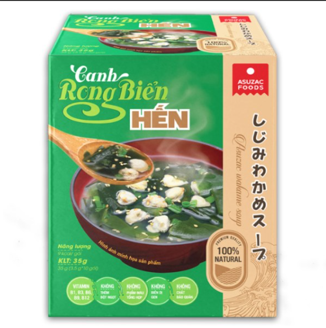 Canh rong biển asuzac hến / đậu hủ / miso / tôm / bò .