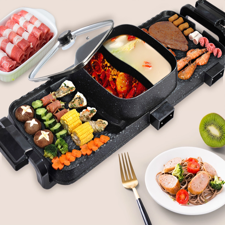 Bếp lẩu nướng 2 trong 1 chống dính cao cấp DK-KS03-J, công suất 3300W