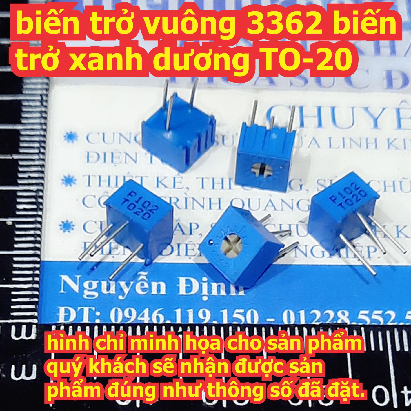 Combo 10 con biến trở vuông 3362 biến trở xanh dương 100ohm ~ 1m ohm to-20 kde0161