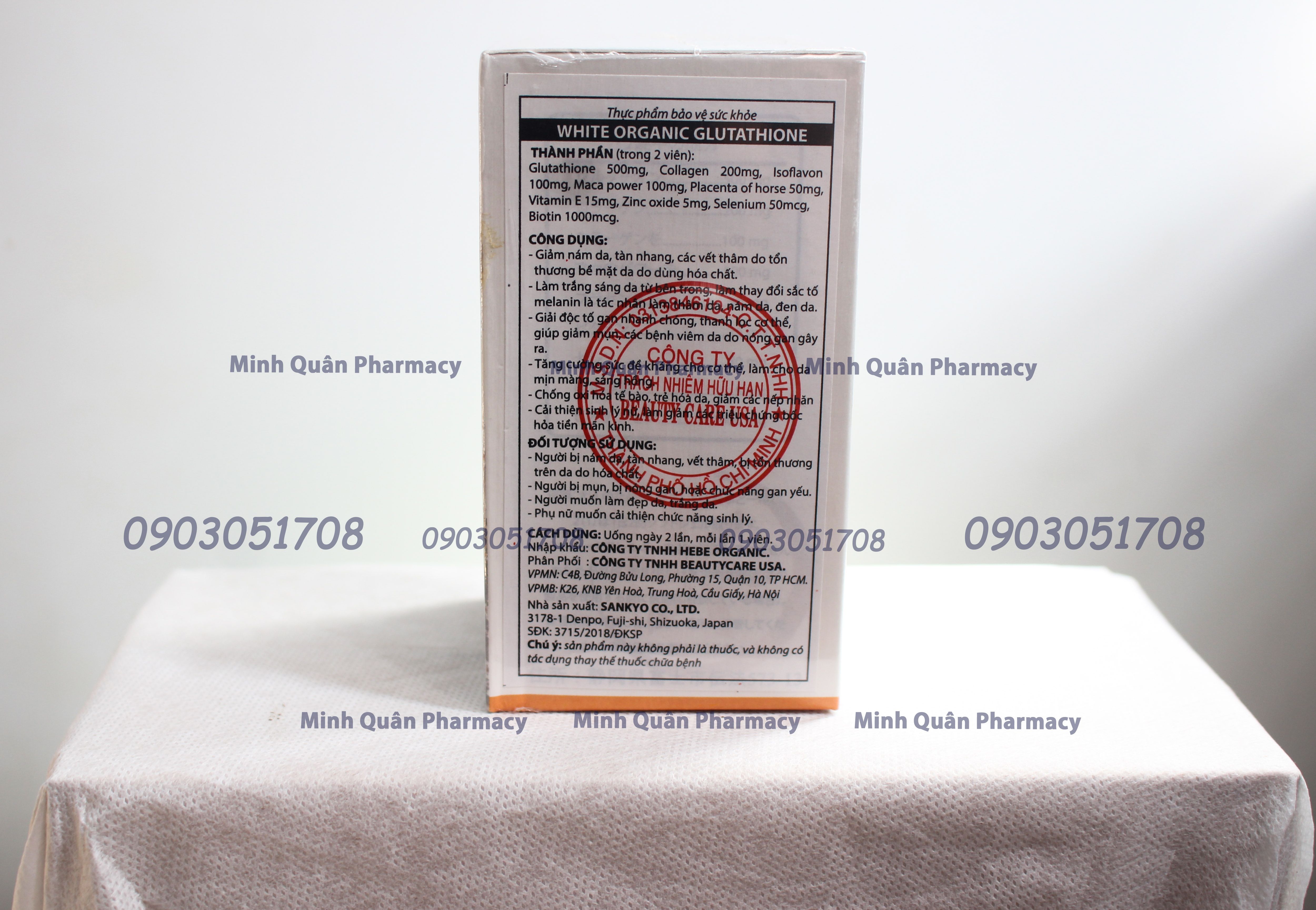 VIÊN TRẮNG DA HẾT NÁM WHITE ORGANIC GLUTATHIONE NHẬT