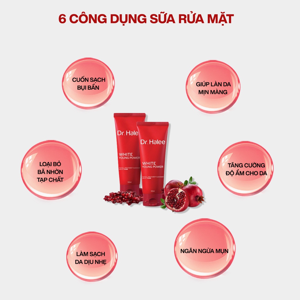 Sữa rửa mặt dịu nhẹ lựu đỏ Dr. Halee