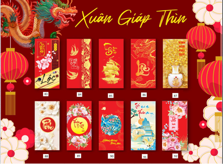 Combo 50 chiếc lì xì mẫu mã mới nhất năm 2024