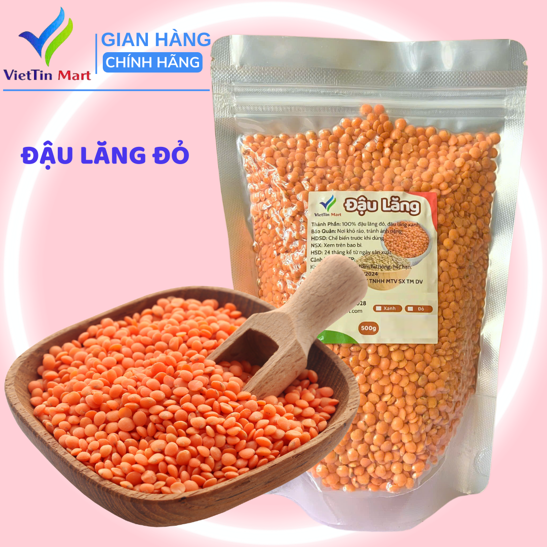 1kg_ Đậu lăng đỏ( hạt chưa chế biến) -Viettin Mart,