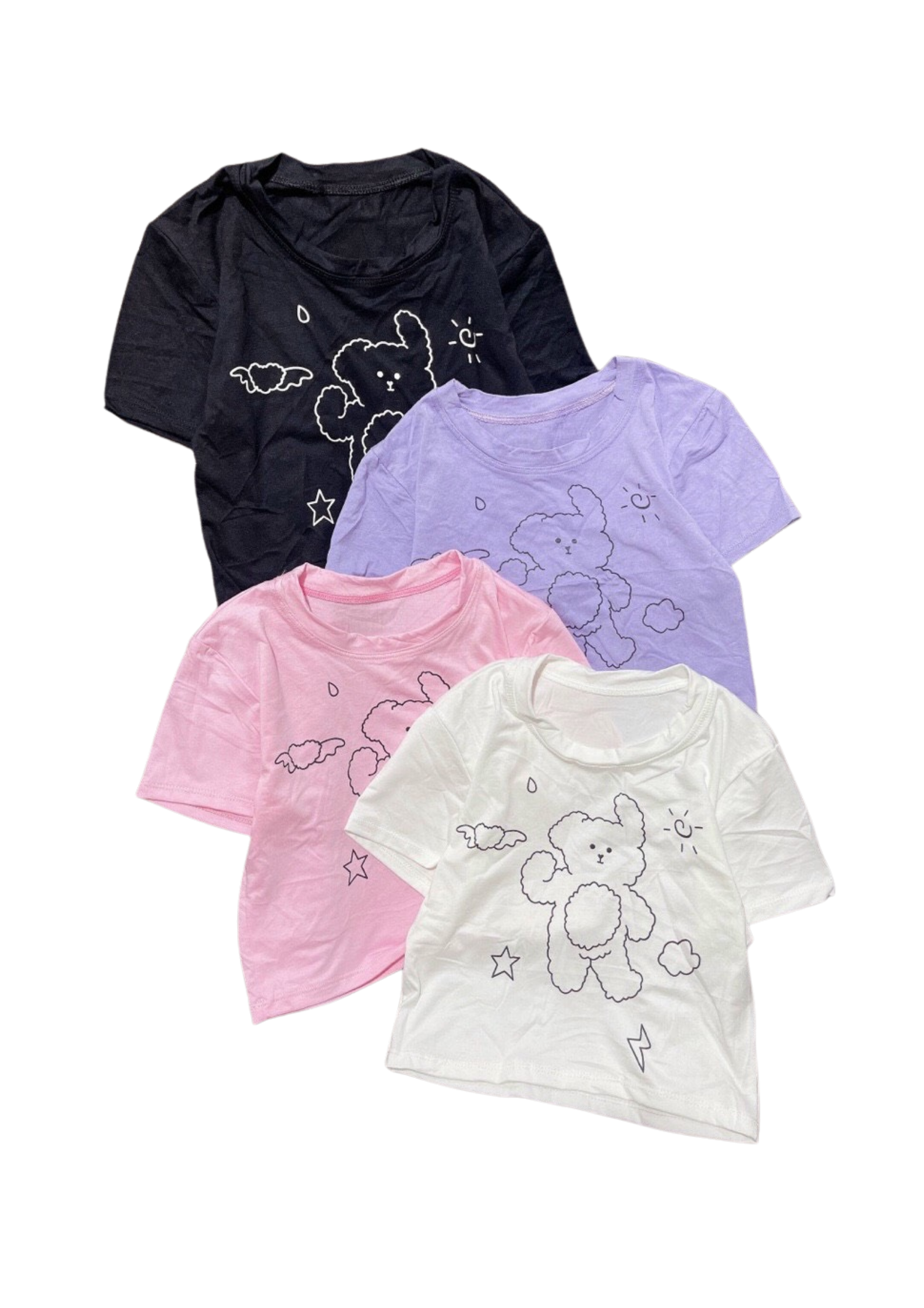 [HCM] shirt croptop women croptop women slim waist shirt Women print bear shape (real photo) women croptop shirt, shirt croptop women short, loptop Han, shirt croptop, cut out, shirt slim women's