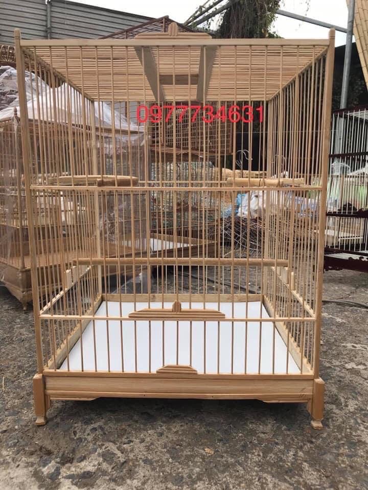 Khung lồng chim chào mào chất liệu trúc già cật cao cấp hoa văn gạch xếp đẹp Phụ kiện Kalotebon