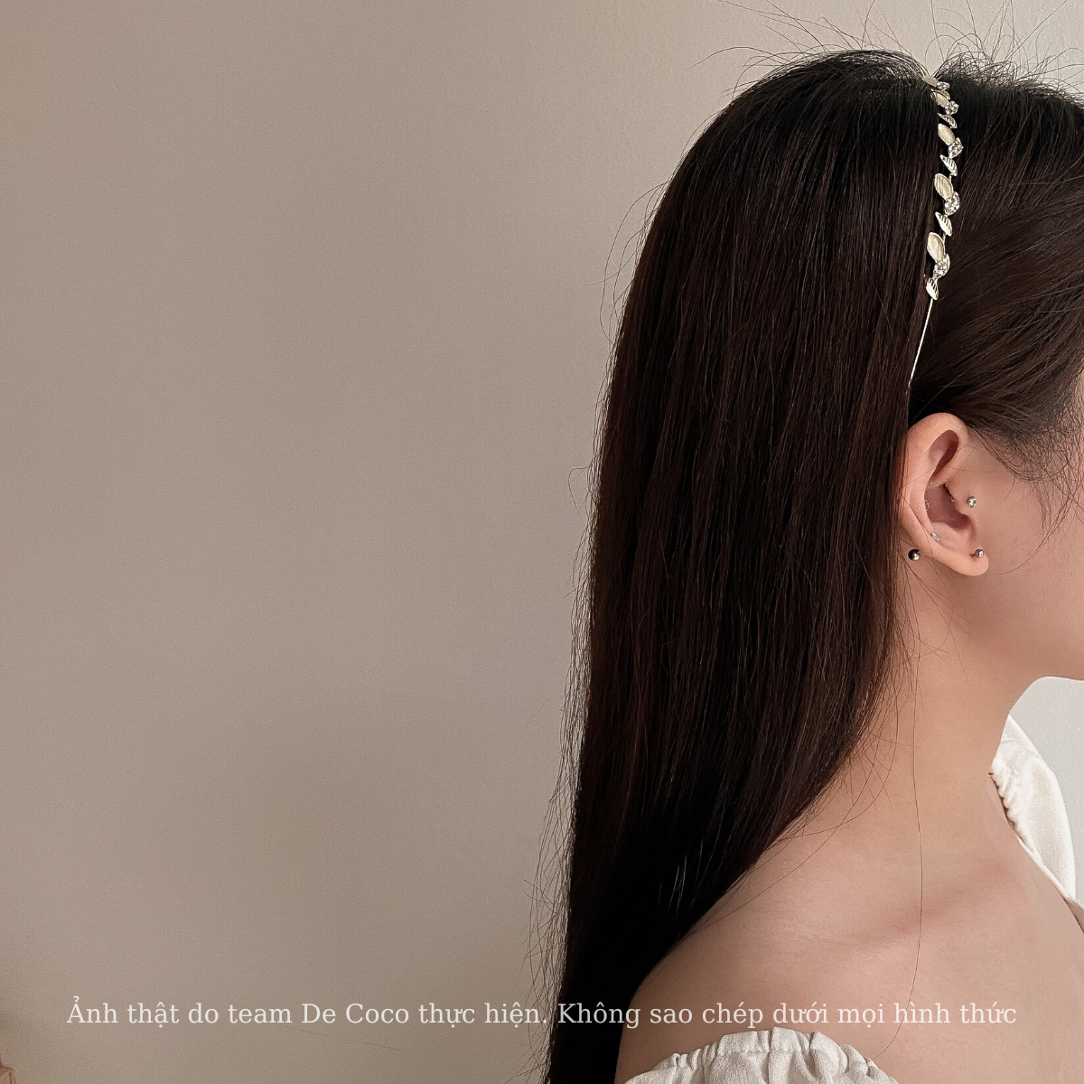 Bờm tóc, cài tóc, băng đô hình lá đính đá Juleen De Coco