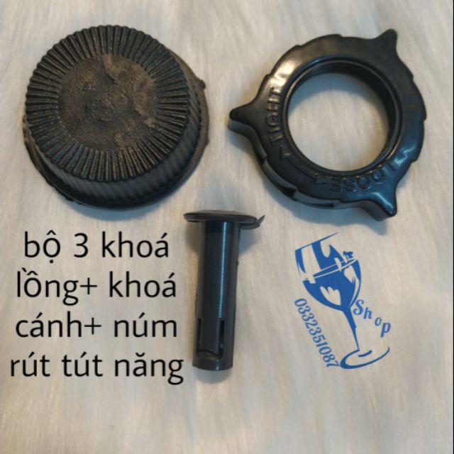 Khoá lông + khoá cánh + núm rút quạt treo, cây