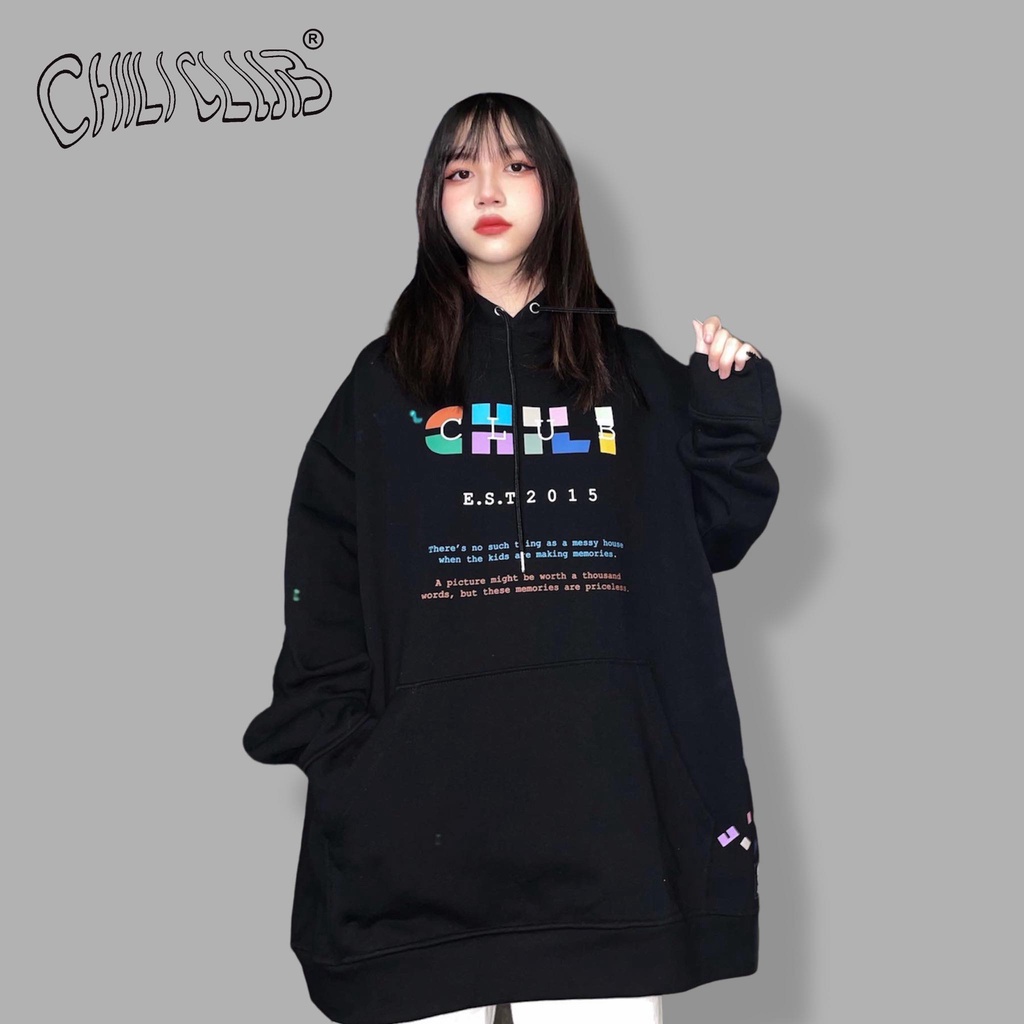 Áo Hoodie Mix CHILICLUB Unisex ( HOODIE CL MIX Đen)