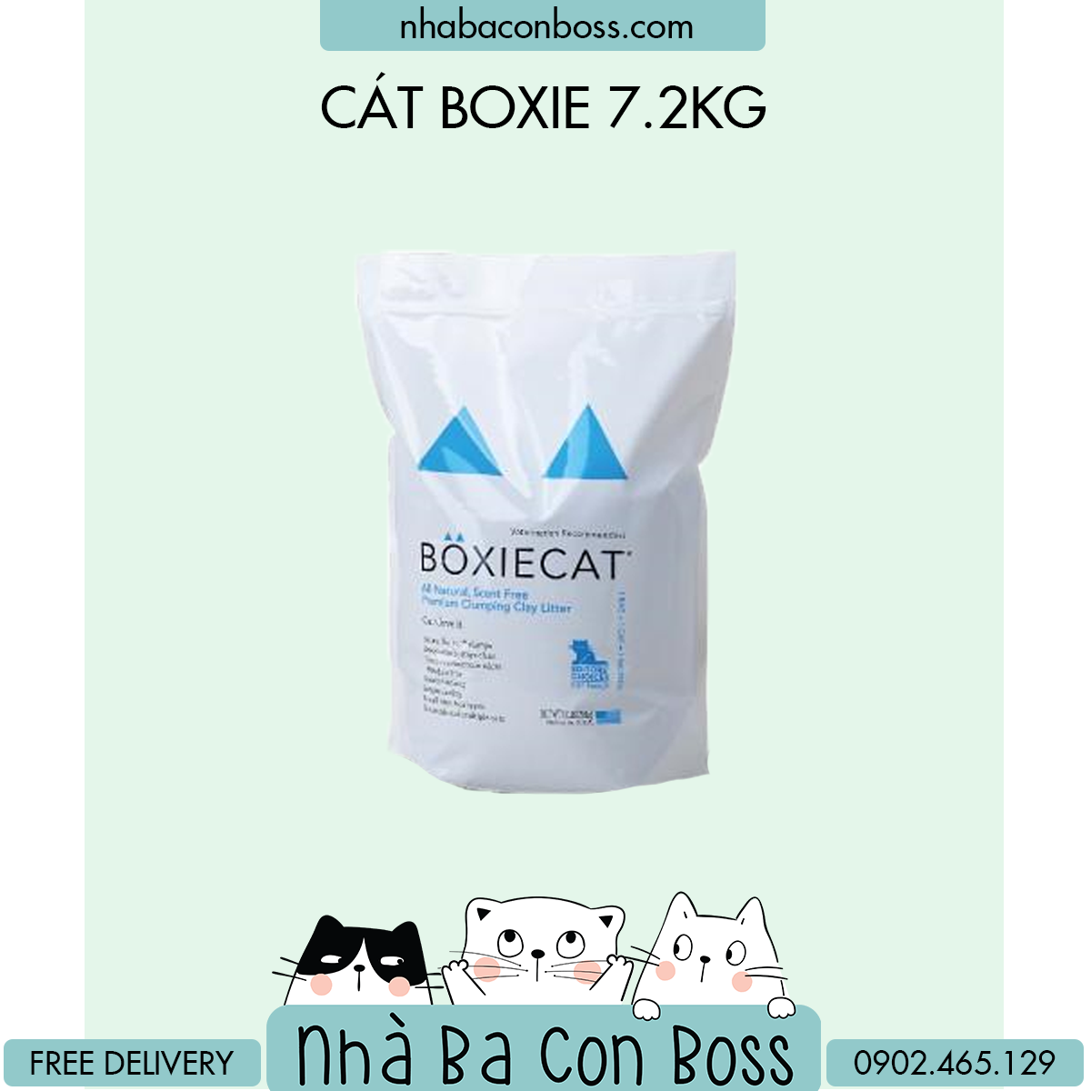 [Cát Đất Sét] Cát Vệ Sinh Cho Mèo Boxie Bao 7.2kg