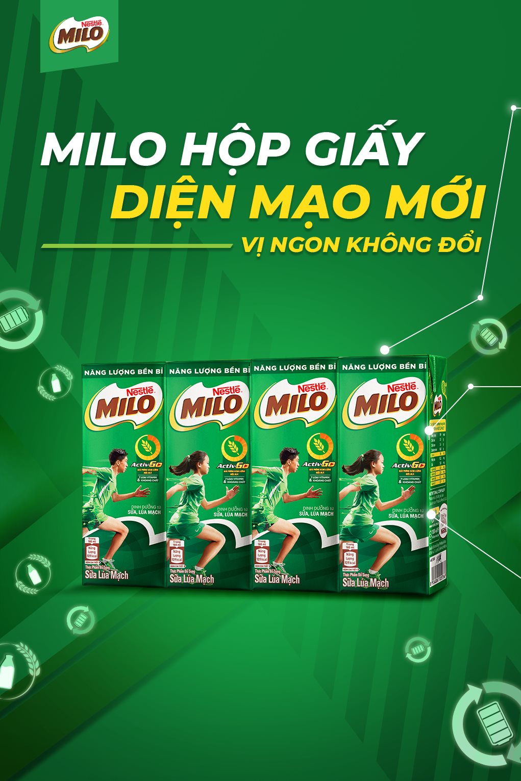 LỐC 4 HỘP SỮA LÚA MẠCH MILO ACTIVE GO 180ml