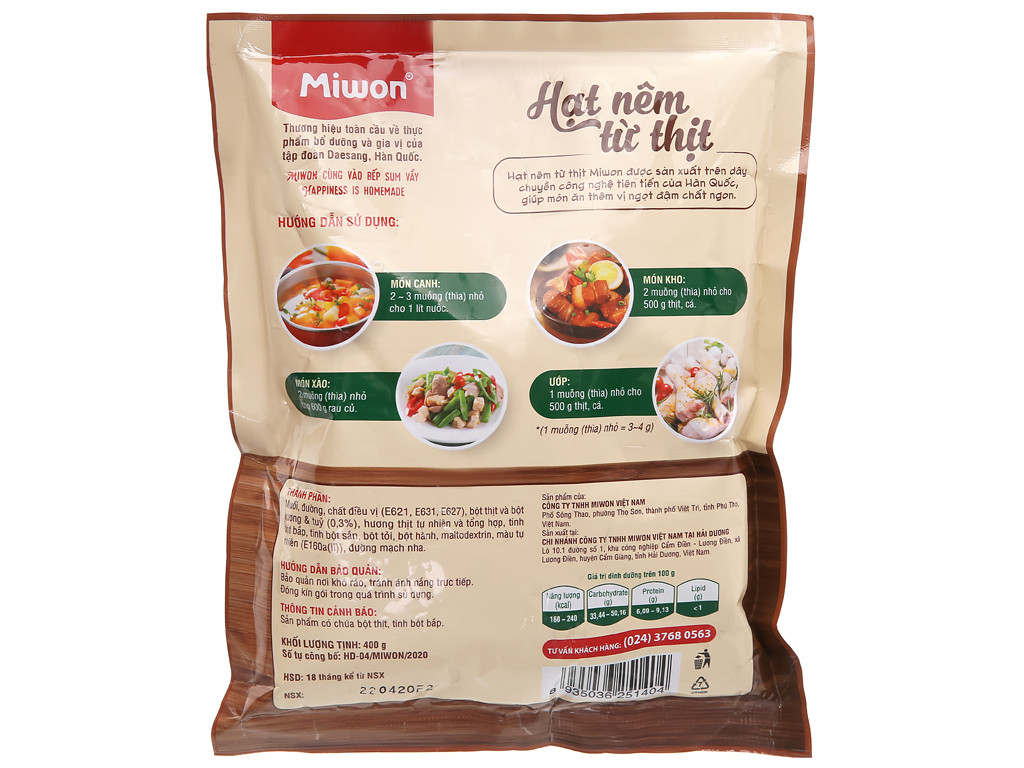 GIA VỊ HẠT NÊM MIWON HEO GÓI 400GR/ 900GR -80206