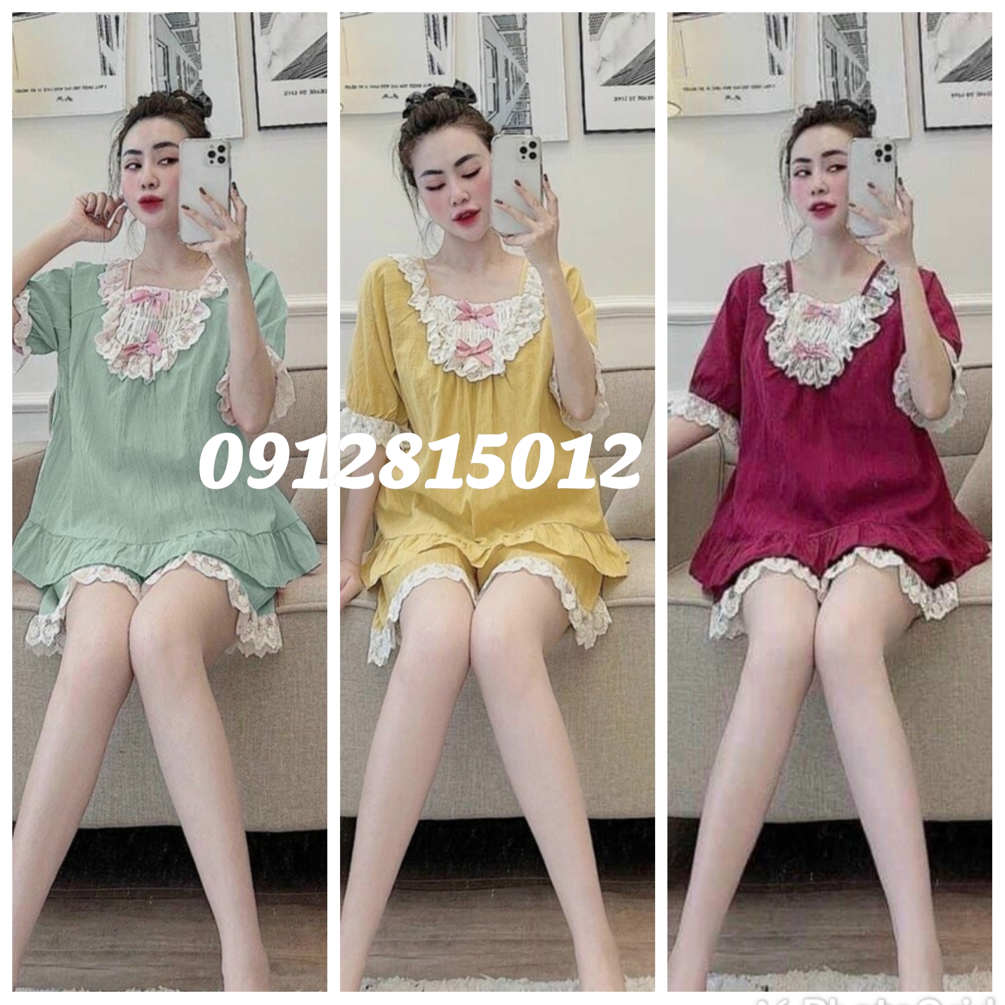 Đồ bộ bầu mùa hè chất đũi lụa mặc đi chơi ở nhà chất siêu mát