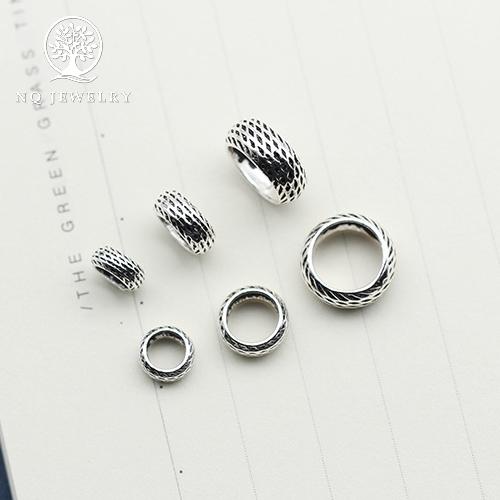 Charm bạc chặn hạt họa tiết hoa văn 6mm - NQ Jewelry
