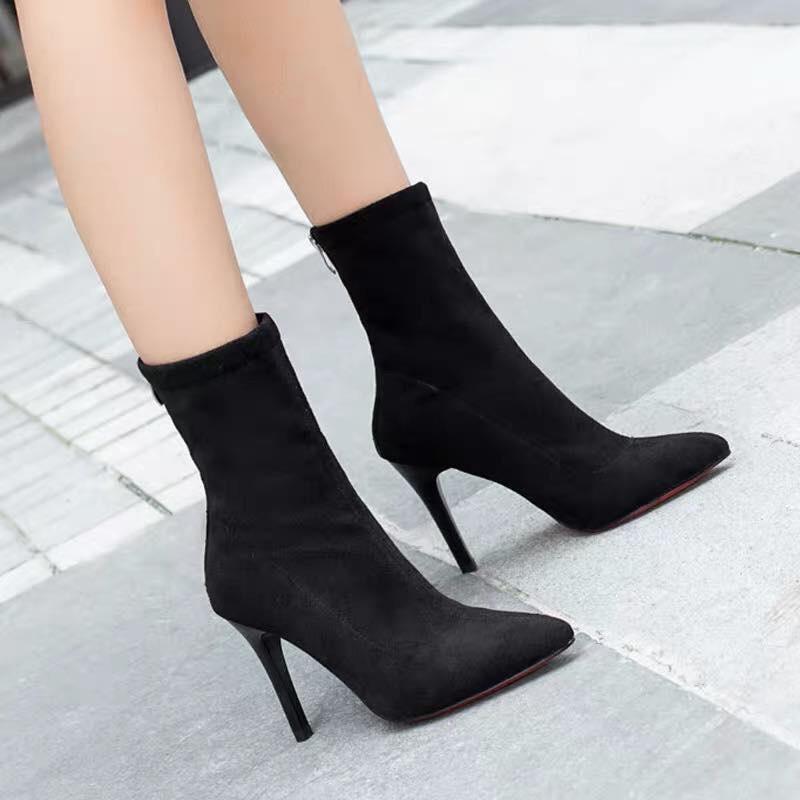 [KHO BỐT GIÁ SỈ] BỐT NỮ DA LỘN CỔ LỬNG GÓT NHỌN 9P FULL BOX CAO CẤP [G474]