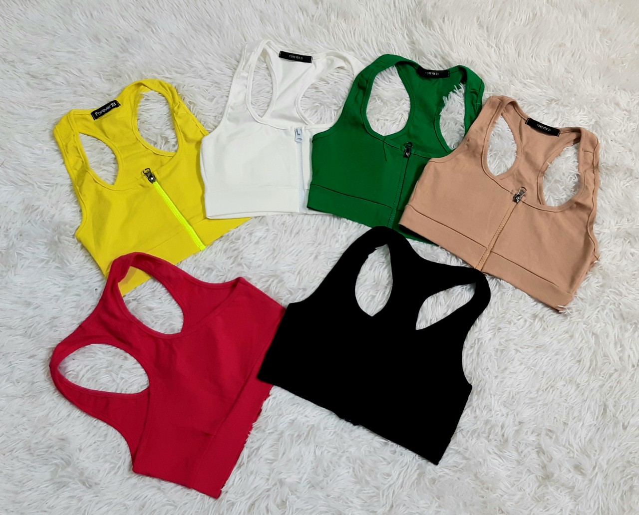 Áo croptop 2 dây kéo khóa thời trang