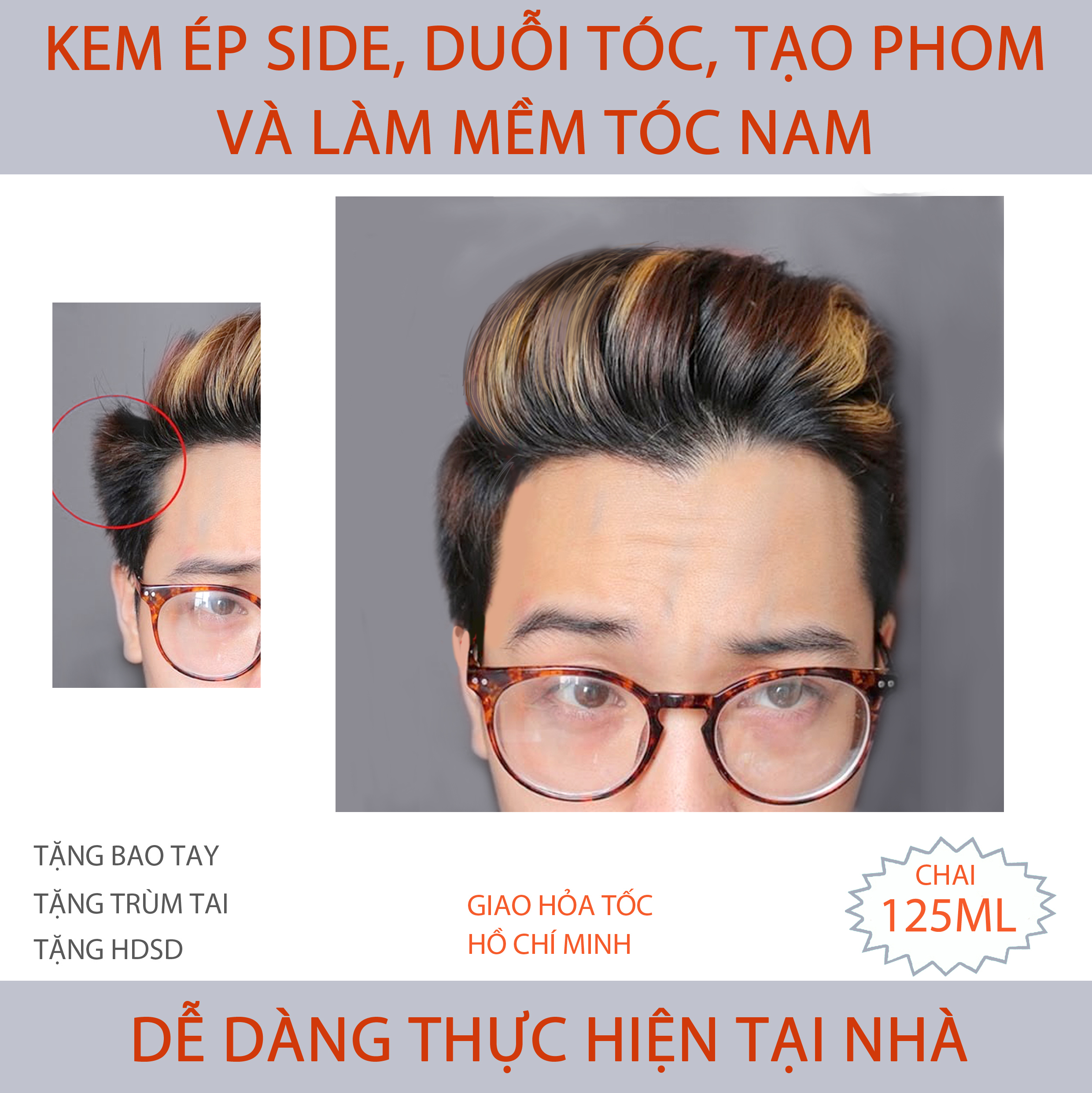 Kem Ép Side Duỗi Tóc Tạo Phom và Làm Mềm Tóc Nam