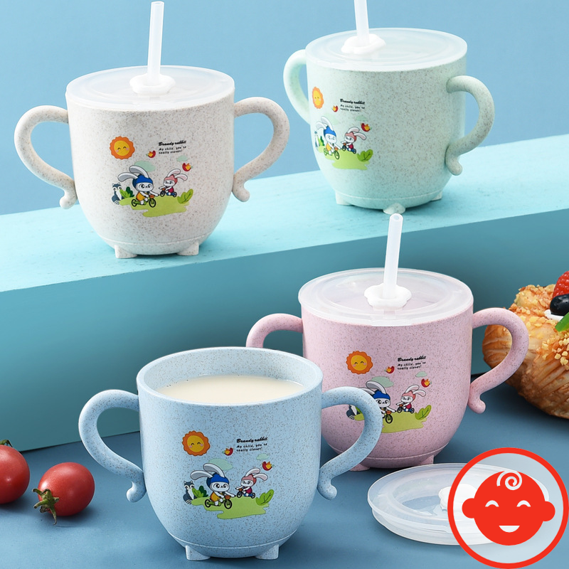 Cốc uống nước lúa mạch KÈM ỐNG HÚT 270ml cho bé
