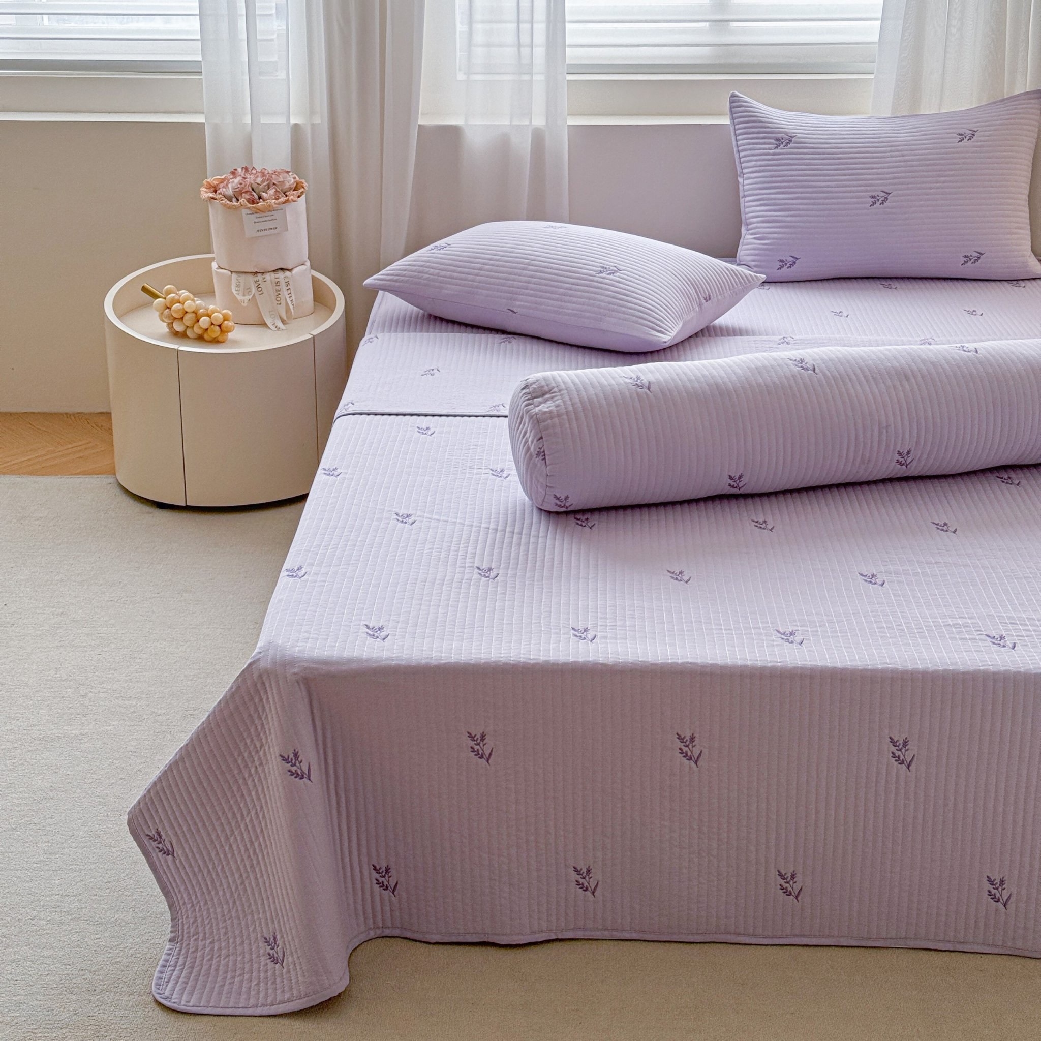 (🌷FULL MÀU🌷) SET 4 MÓN GA BỌC TRẦN THÊU HOA COTTON SOLID NHẬP KHẨU CAO CẤP