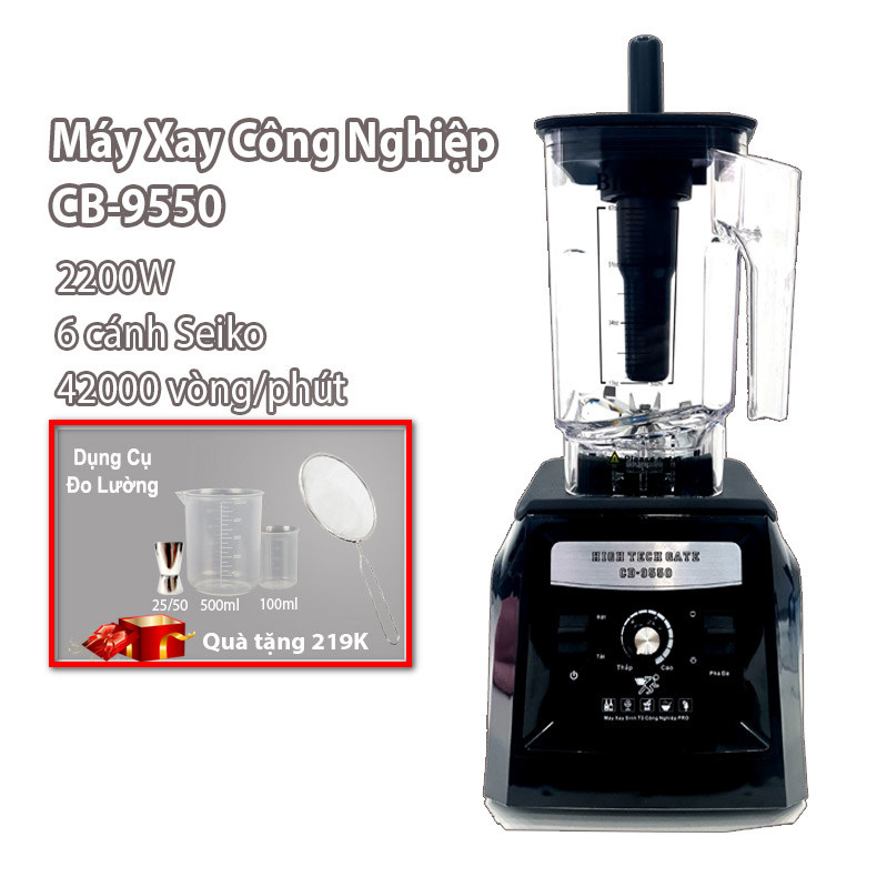 HiTech CB9550 2200W Super Powerful Industrial Blender, Seiko Stainless Steel 6-Piece Blade, Genuine