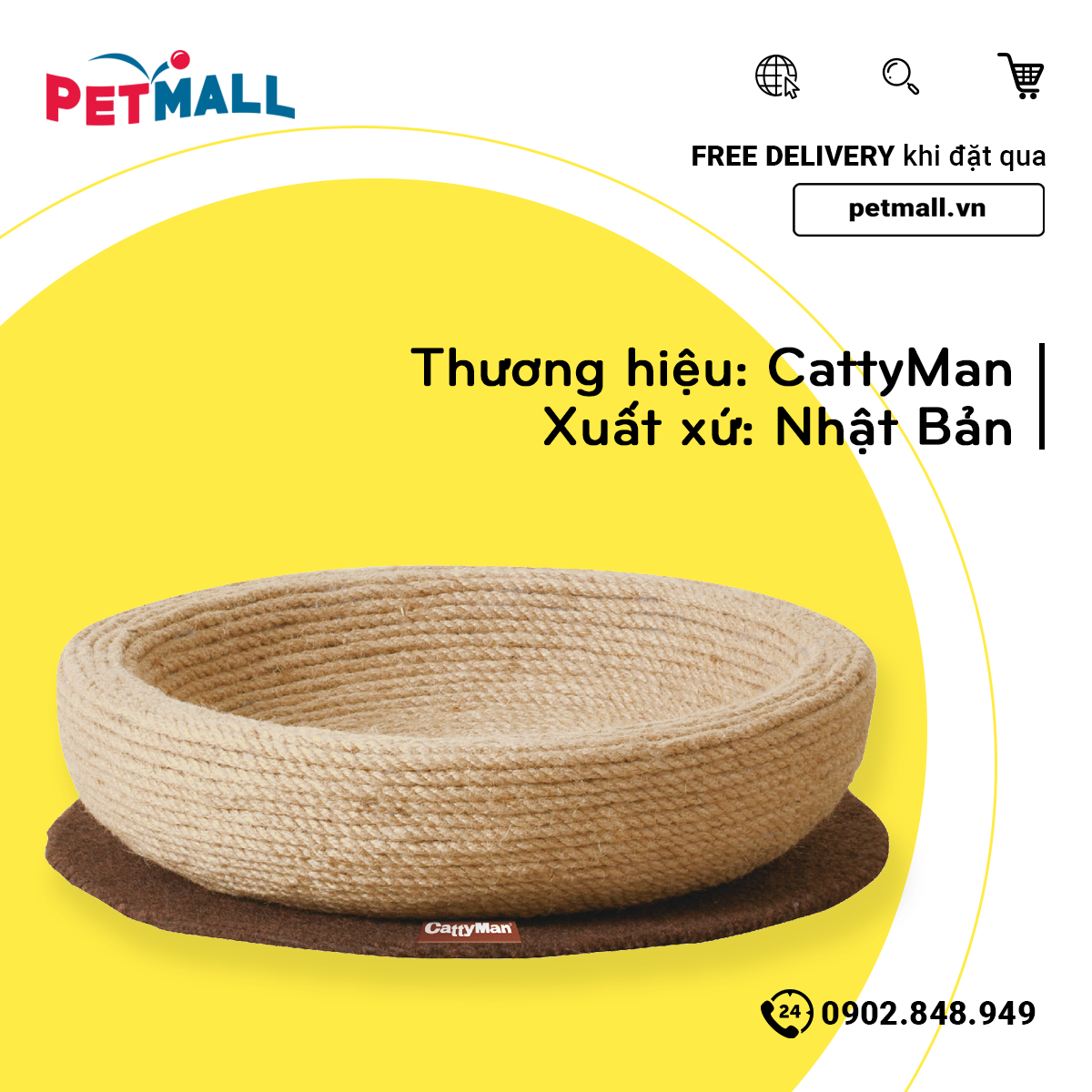 Nôi cào móng CattyMan Scractcher - Dây thừng Petmall