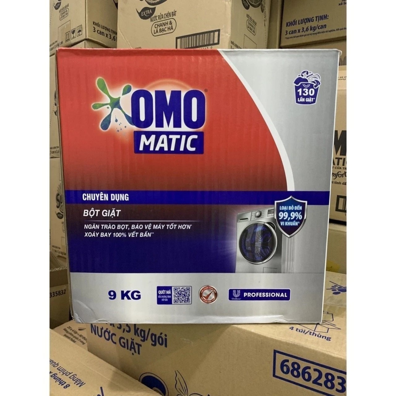 Nguyên thùng bột giặt Omo Matic 9Kg chuyên dụng dành cho Cửa Trước