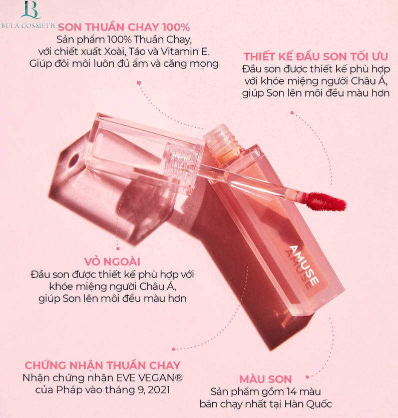 Son Tint Bóng AMUSE Dew Tint Thuần Chay