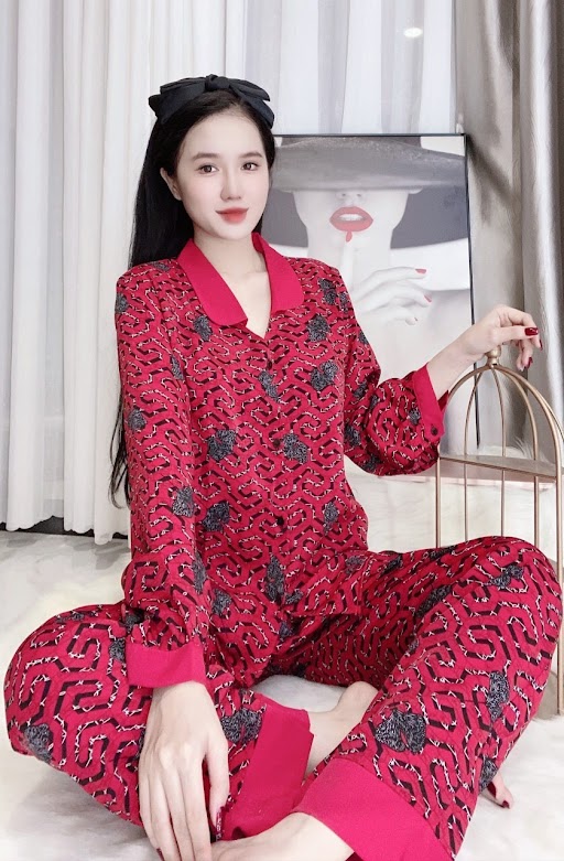Đồ ngủ pijama Lụa mango loại 1 tay dài hoa nhỏ