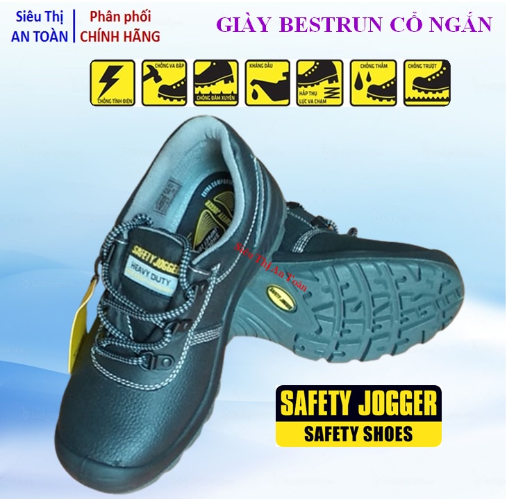 Giày bảo hộ lao động Jogger BESTRUN cổ ngắn, mũi thép ,đế thép, chống đinh, chống dầu - Hàng cao cấp