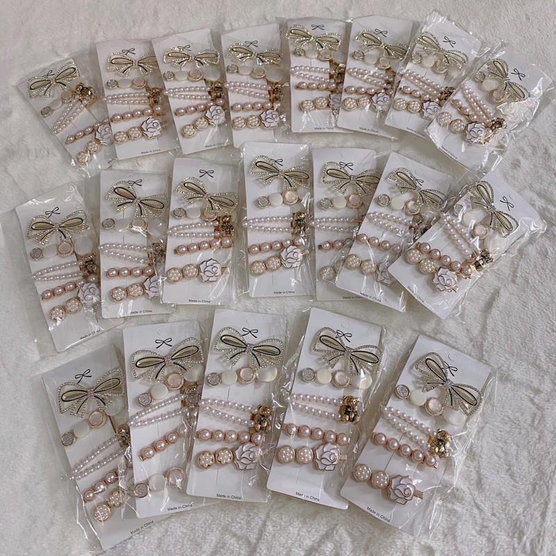 Set 5 Kẹp Tóc Đính Đá Hàn Quốc Siêu Xinh Cho Nữ