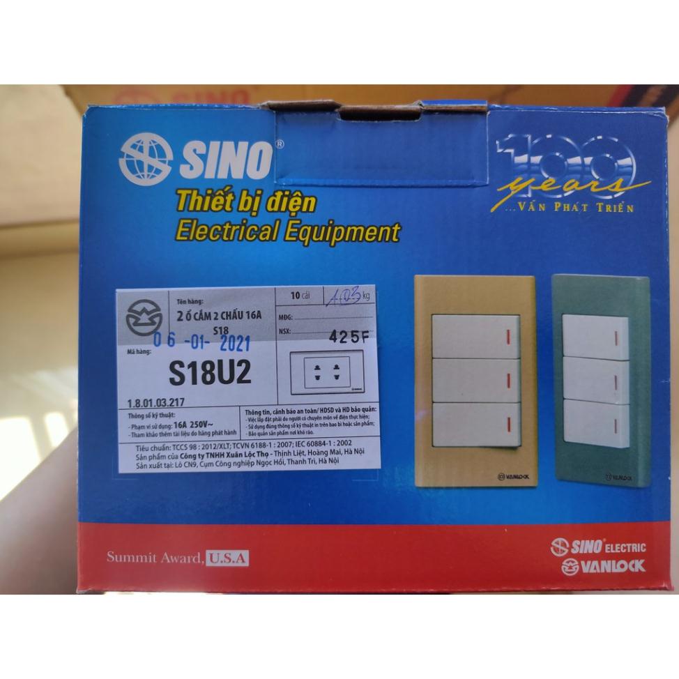 Ổ cắm đôi 2 chấu 16A SINO S18U2 dòng S18 ( 120x70 )